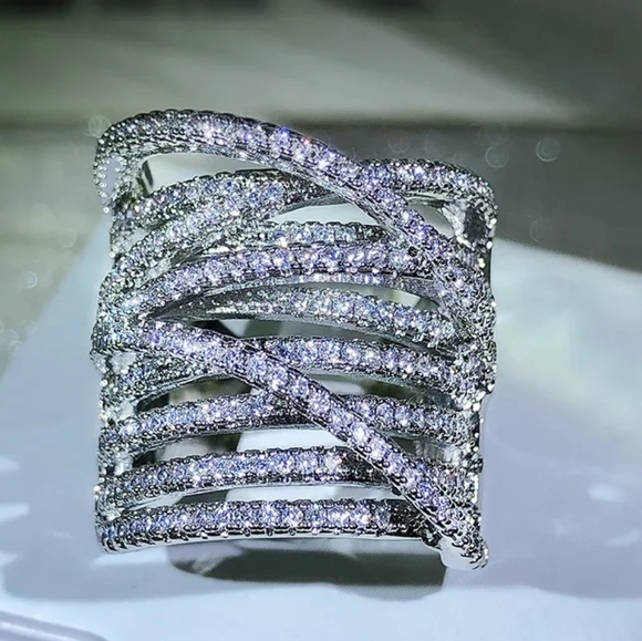 Sterling silver diamond ring - Picture 3 of 4